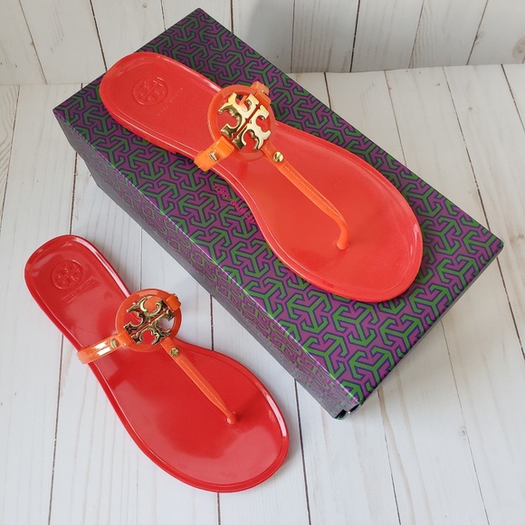 NWB Tory Burch Mini Miller Jelly Thong Orange 9 - Picture 4 of 4